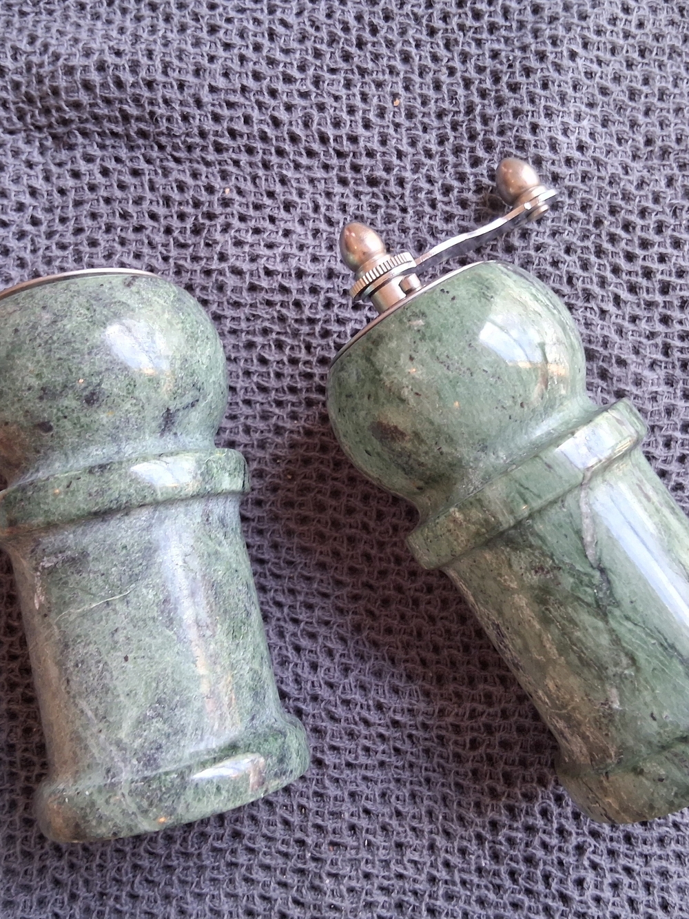 Vintage Marble Salt Shaker And Pepper Grinder